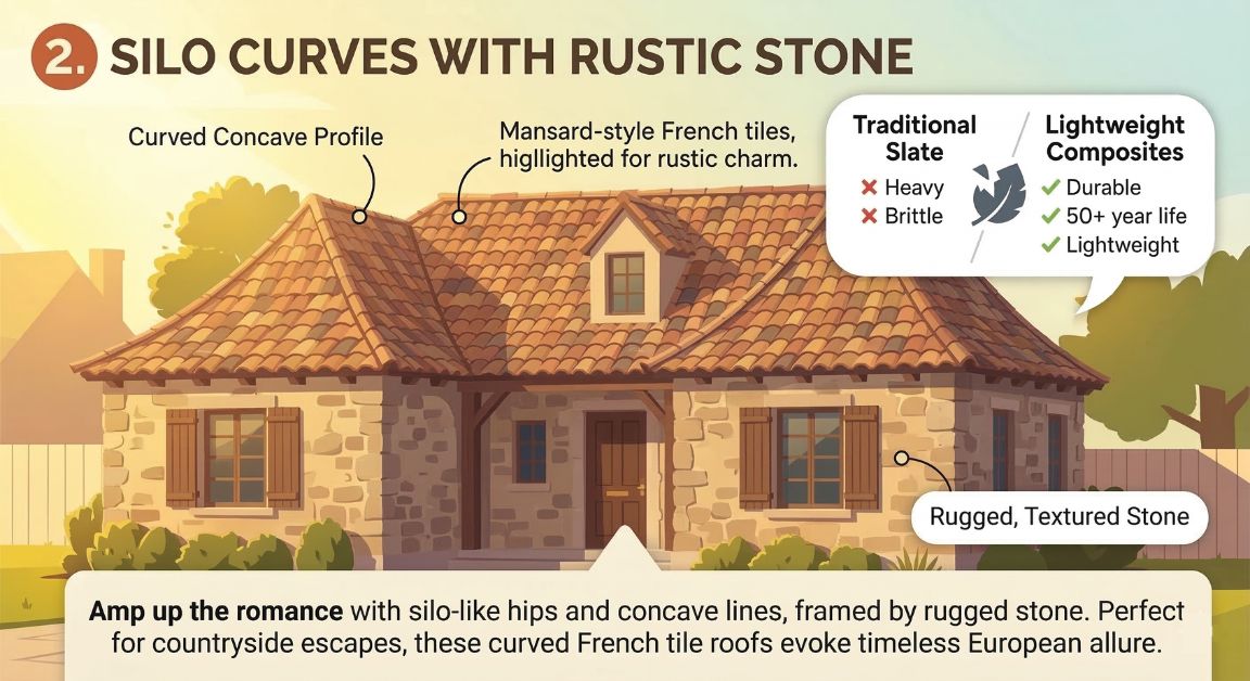 silo curves with rustic stone